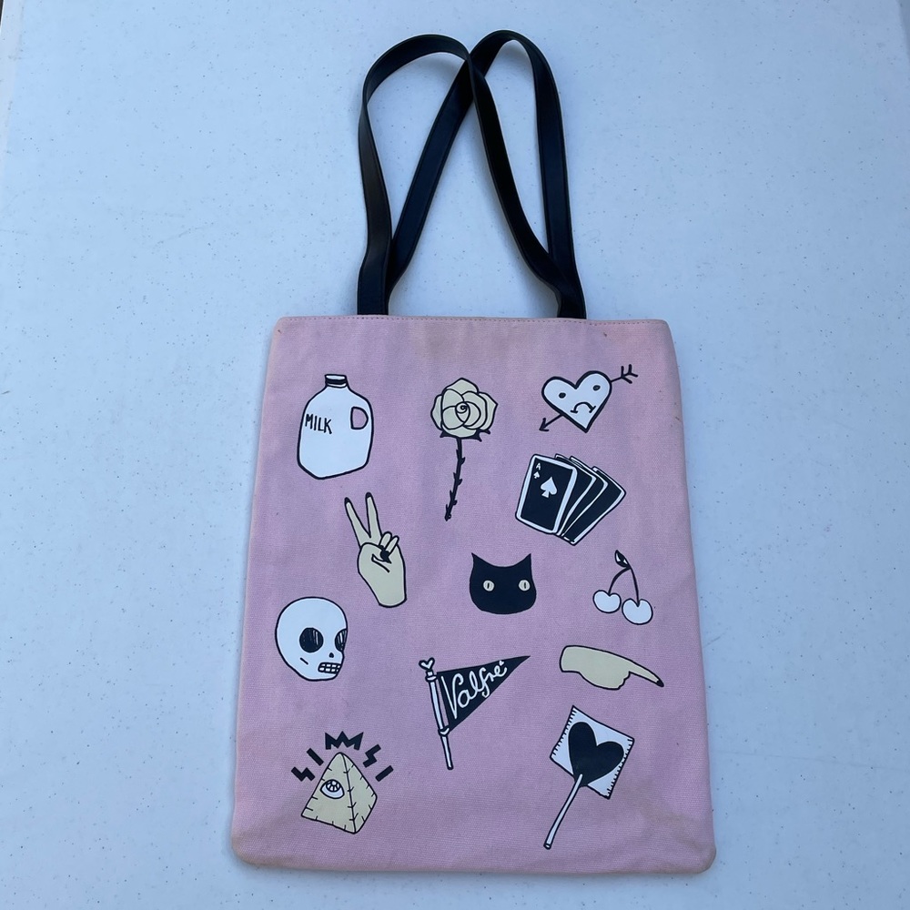 Rare Valfre Shoulder Bag Purse Pink Milk Bruno Cat Peace Sign - Picture 4 of 7